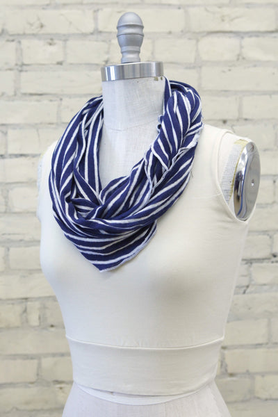 Navy Stripe Infinity Scarf