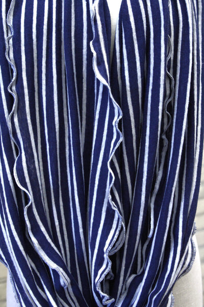 Navy Stripe Infinity Scarf