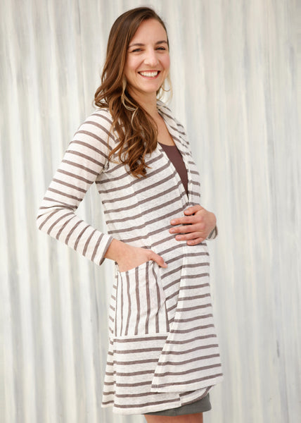 Mocha Stripe Alena Duster