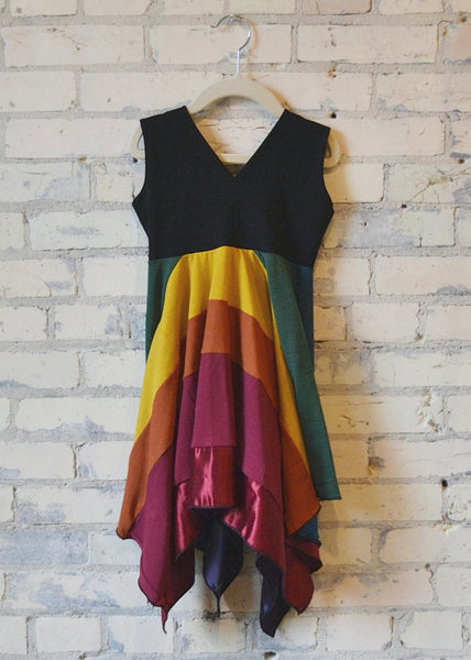 3-5 Year Rainbow Square Dress - Handmade Organic Clothing