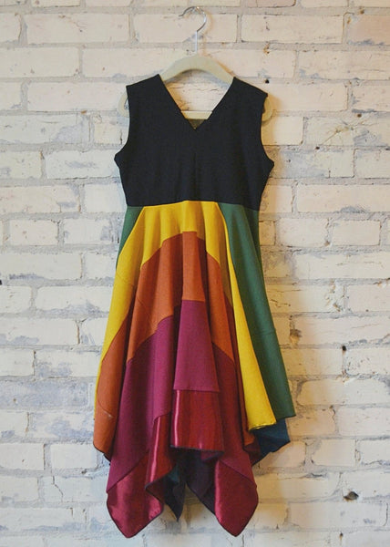 6-8 Year Rainbow Square Dress - Handmade Organic Clothing