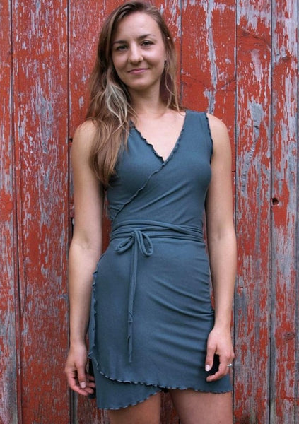 Organic Lightweight Jersey Sleeveless Mini Wrap Dress - Custom Made - Anita Dress - Handmade Organic Clothing