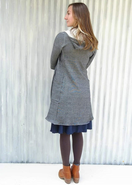 Organic French Terry Hooded Cardigan - Ready to Ship - Alexandra Pocket Duster - Handmade Organic Clothing