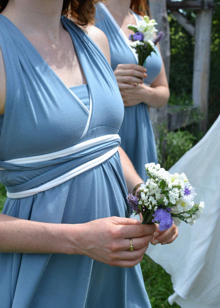 Two Toned Mid Length Infinity Dress - Custom Made - Handmade Organic Clothing