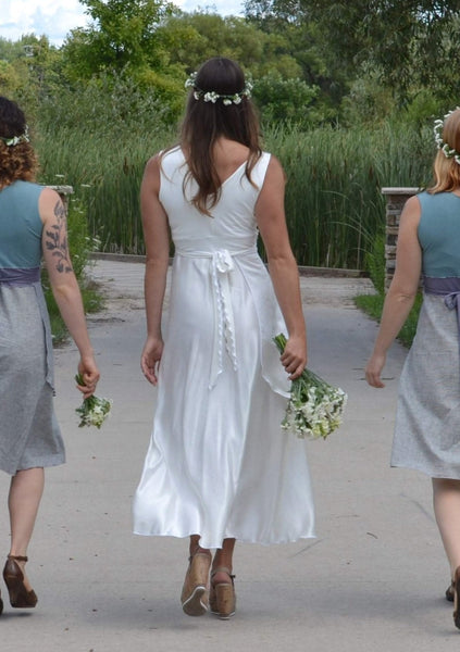Custom Made Silk Wrap Wedding Dress - Custom Made - Vivian Bridal Gown - Handmade Organic Clothing