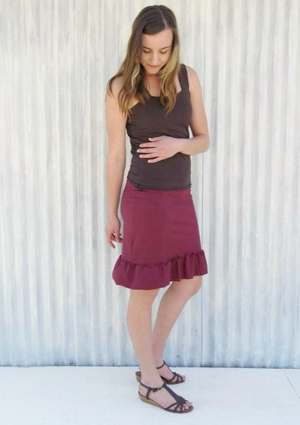 Short Hemp Pencil Skirt with Ruffle - Custom Made - Mary Skirt - Handmade Organic Clothing
