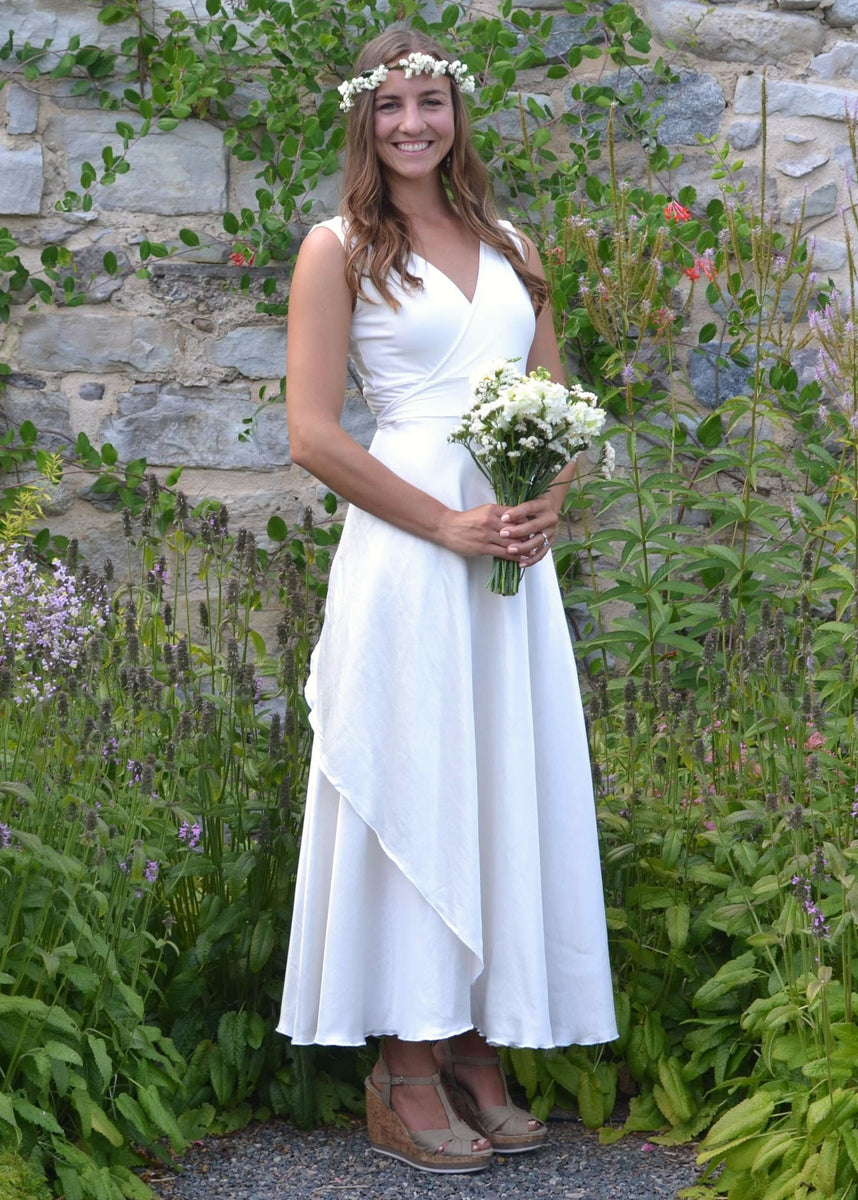 Cotton Tea Length Wedding Dress