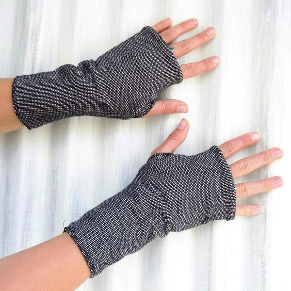 Vegan Reversible French Terry Arm Warmers - Handmade Organic Clothing