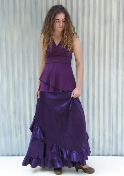 Silk Ruffled Maxi Wrap Skirt - Custom Made - Viola Skirt - Handmade Organic Clothing