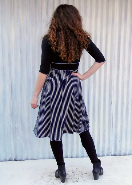 Black & White Araminta Dress (with sleeves) - In Stock - Handmade Organic Clothing