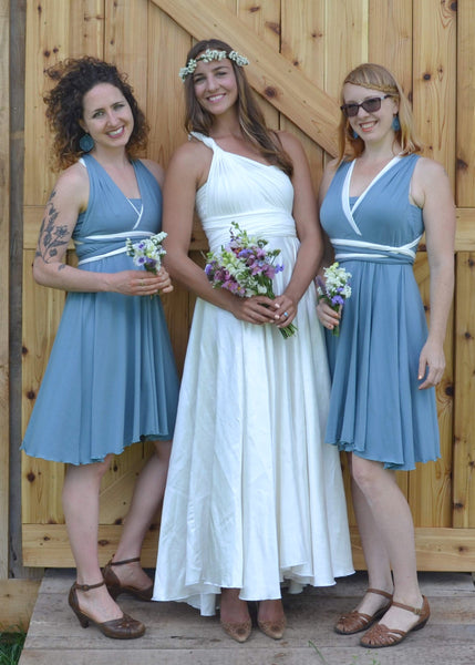 Two Toned Mid Length Infinity Dress - Custom Made - Handmade Organic Clothing