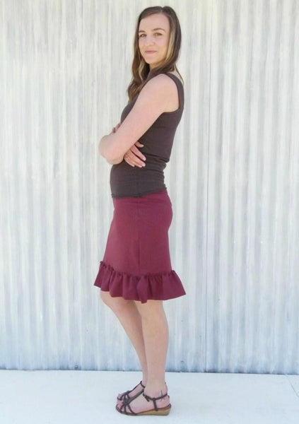 Short Hemp Pencil Skirt with Ruffle - Custom Made - Mary Skirt - Handmade Organic Clothing