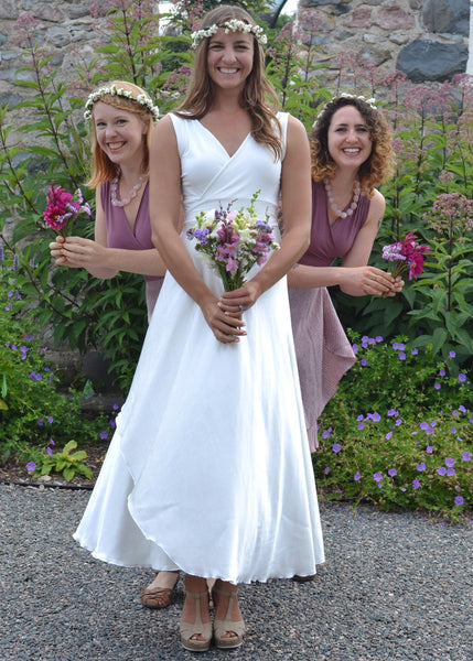 Custom Made Silk Wrap Wedding Dress - Custom Made - Vivian Bridal Gown - Handmade Organic Clothing