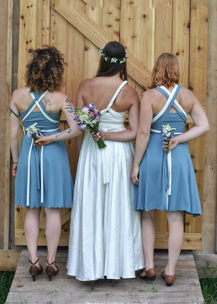 Two Toned Mid Length Infinity Dress - Custom Made - Handmade Organic Clothing