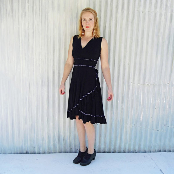 Organic Sleeveless Ruffle Midi Wrap Dress - Jasper Dress - Handmade Organic Clothing