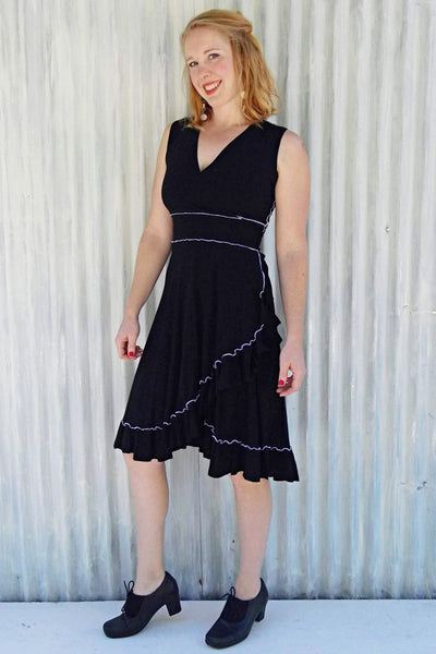 Organic Sleeveless Ruffle Midi Wrap Dress - Jasper Dress - Handmade Organic Clothing