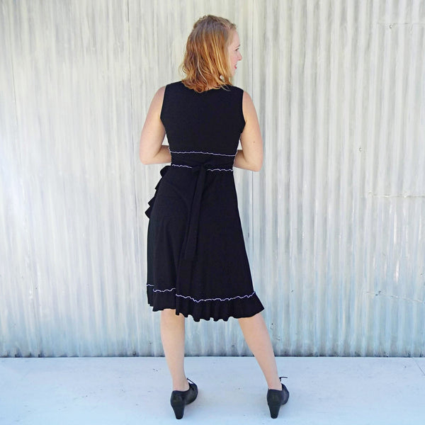 Organic Sleeveless Ruffle Midi Wrap Dress - Jasper Dress - Handmade Organic Clothing