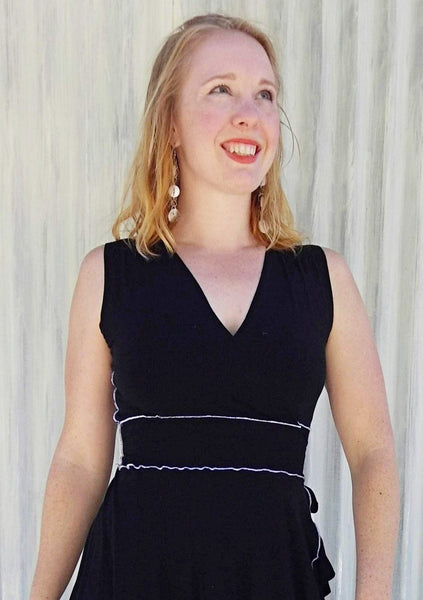 Organic Ruffle Midi Wrap Dress - Custom Jasper Dress - Handmade Organic Clothing