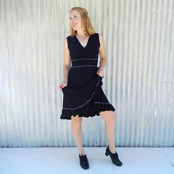 Organic Sleeveless Ruffle Midi Wrap Dress - Jasper Dress - Handmade Organic Clothing