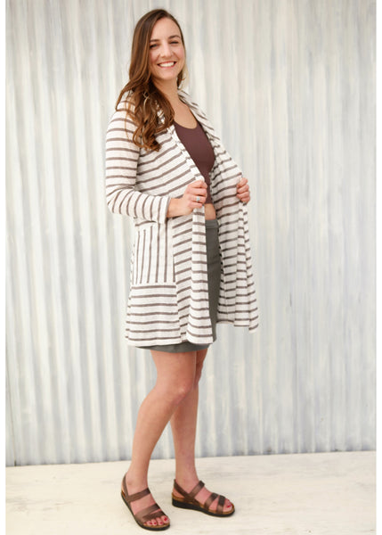 Mocha Stripe Alena Duster
