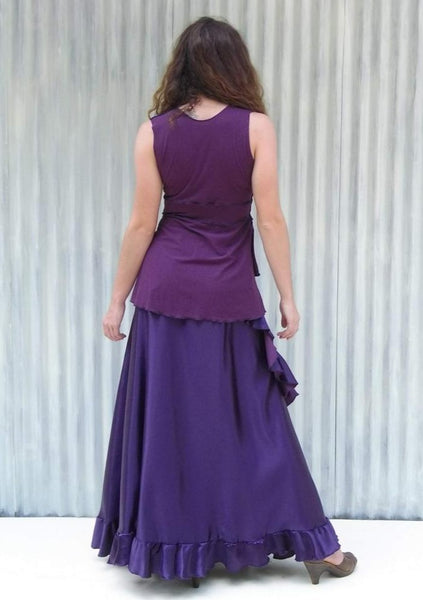 Silk Ruffled Maxi Wrap Skirt - Custom Made - Viola Skirt - Handmade Organic Clothing