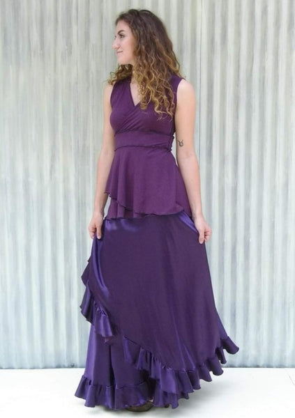 Silk Ruffled Maxi Wrap Skirt - Custom Made - Viola Skirt - Handmade Organic Clothing