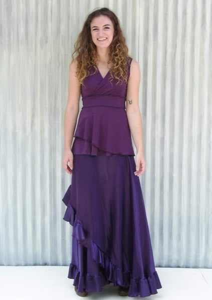 Silk Ruffled Maxi Wrap Skirt - Custom Made - Viola Skirt - Handmade Organic Clothing