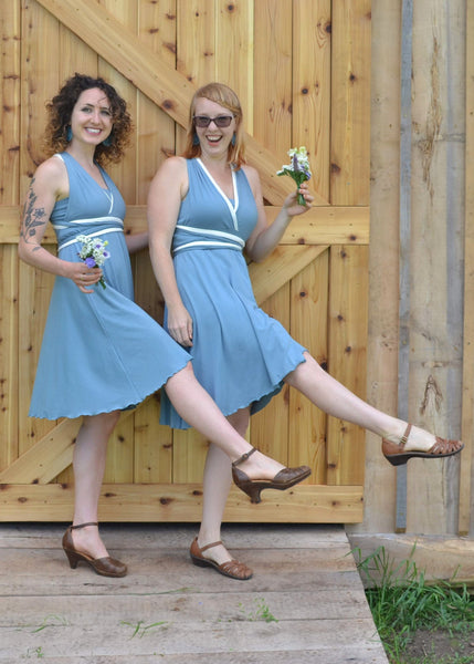 Two Toned Mid Length Infinity Dress - Custom Made - Handmade Organic Clothing