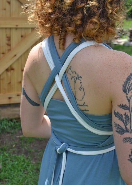 Two Toned Mid Length Infinity Dress - Custom Made - Handmade Organic Clothing