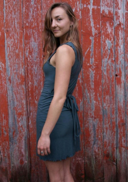 Organic Lightweight Jersey Sleeveless Mini Wrap Dress - Custom Made - Anita Dress - Handmade Organic Clothing