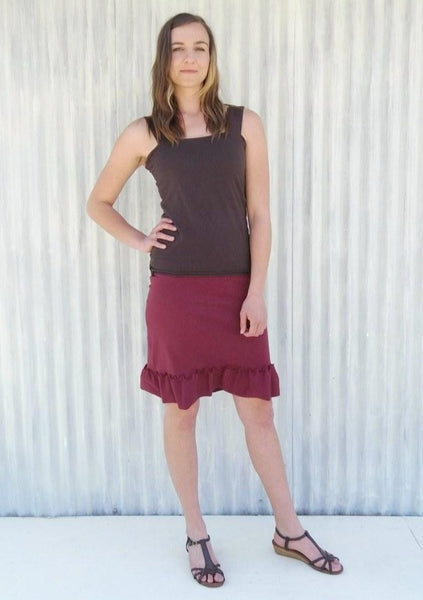 Short Hemp Pencil Skirt with Ruffle - Custom Made - Mary Skirt - Handmade Organic Clothing