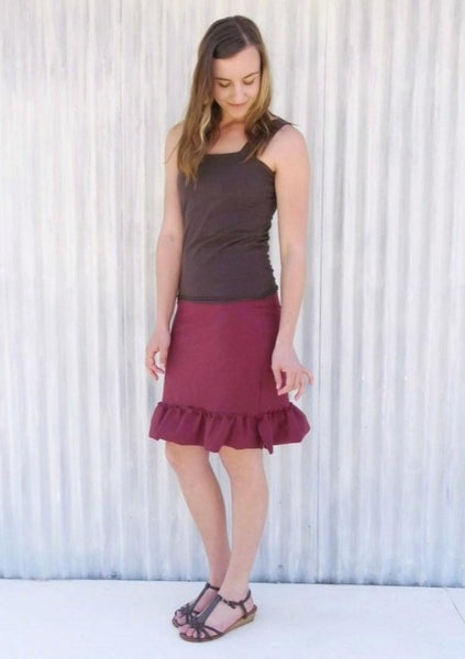 Short Hemp Pencil Skirt with Ruffle - Custom Made - Mary Skirt - Handmade Organic Clothing