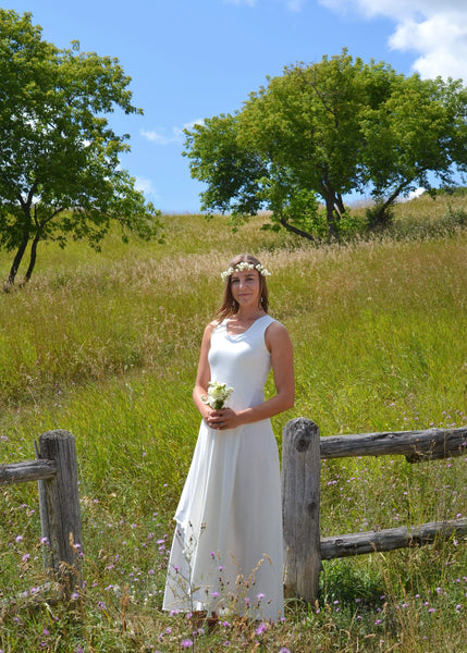 Sleeveless Mock Wrap Wedding Dress - Custom Made - Sasha Bridal Gown - Handmade Organic Clothing