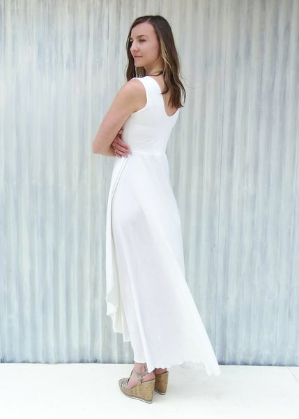 Sleeveless Mock Wrap Wedding Dress - Custom Made - Sasha Bridal Gown - Handmade Organic Clothing