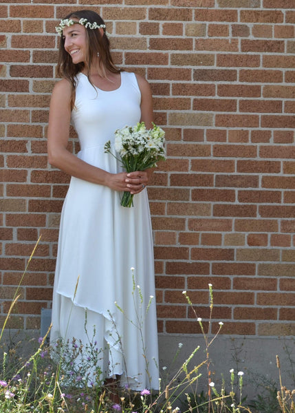 Sleeveless Mock Wrap Wedding Dress - Custom Made - Sasha Bridal Gown - Handmade Organic Clothing