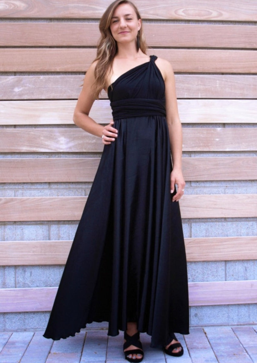 aviana maxi dress Silk Gown with Convertible Infinity Straps Red