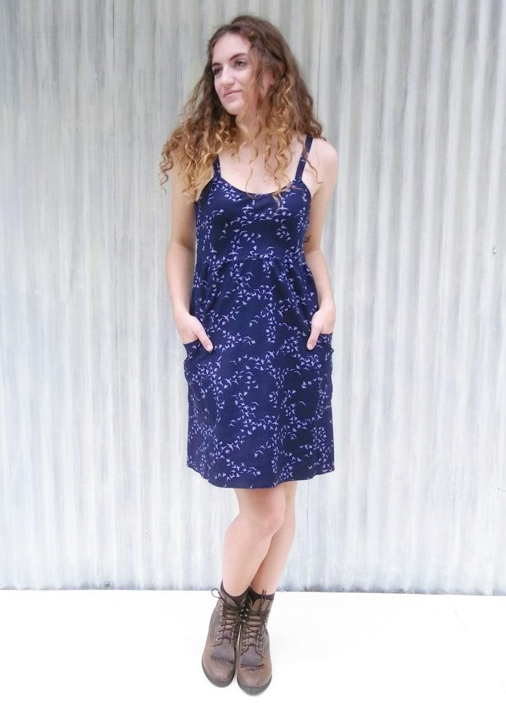 white christmas dresses Organic Cotton Bird Print Pocket Summer Dress