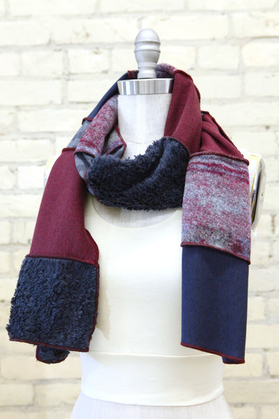 Berry Warm Patchwork Scarf