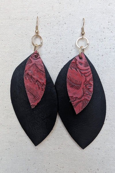 Ruby & Black Earrings