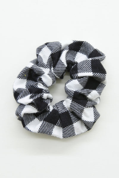 Black & White Plaid Scrunchie