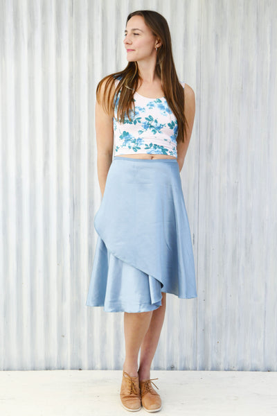 Blue Vera Wrap Skirt