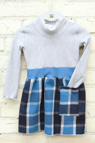 Blue Plaid Dress (6-18 Months)