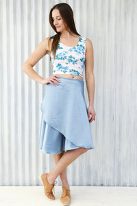 Blue Vera Wrap Skirt