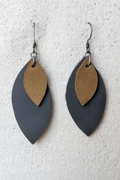 Gray & Camel Earrings
