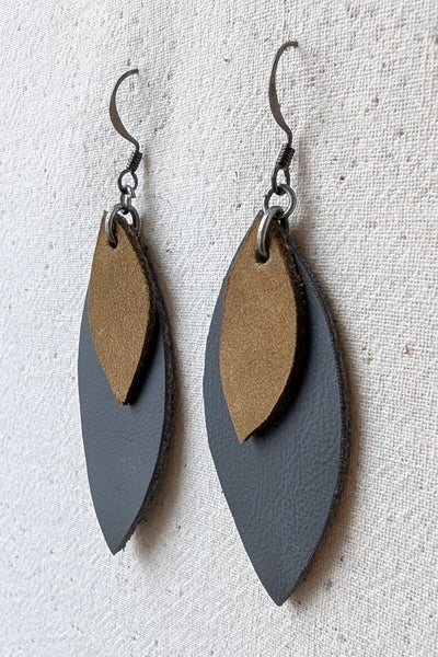 Gray & Camel Earrings