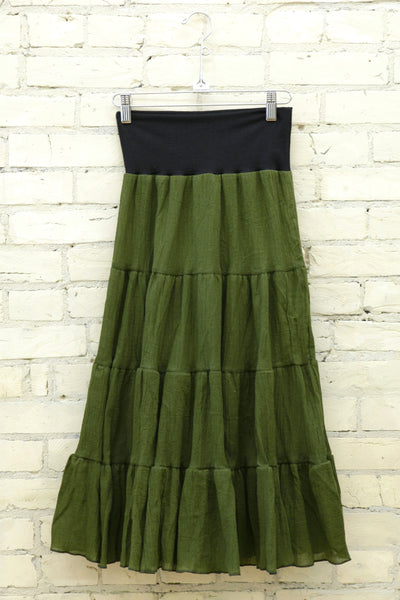 Green Gauze Peasant Skirt