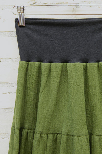 Green Gauze Peasant Skirt