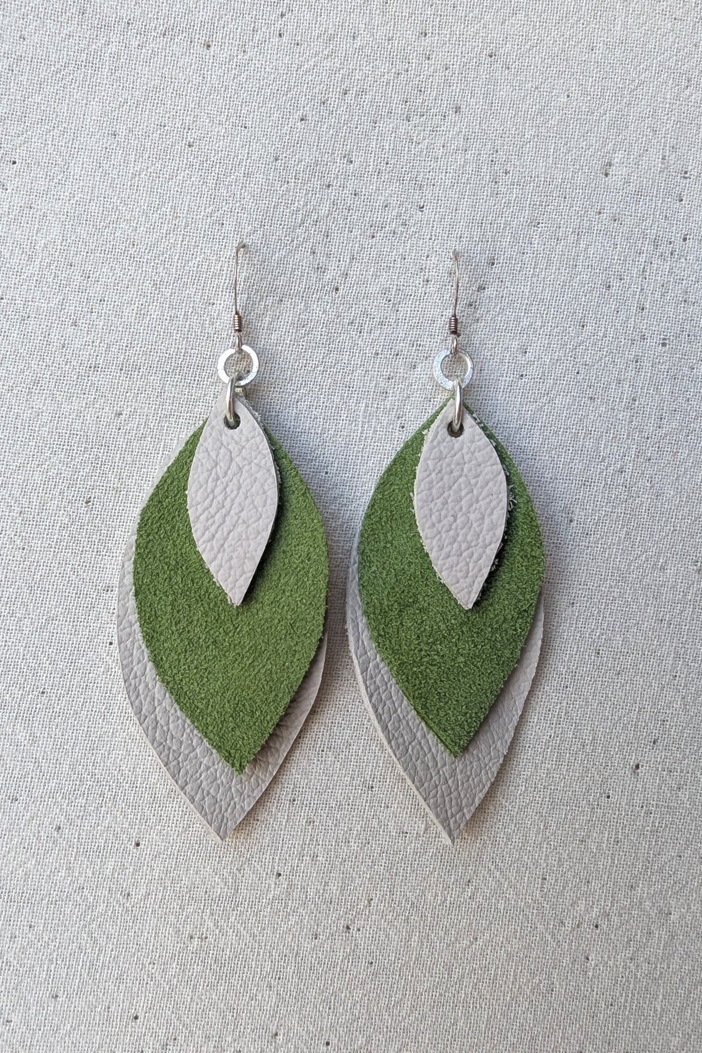 Green & Cream Earrings