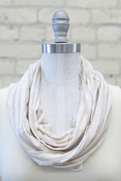 Peach Stripe Infinity Scarf