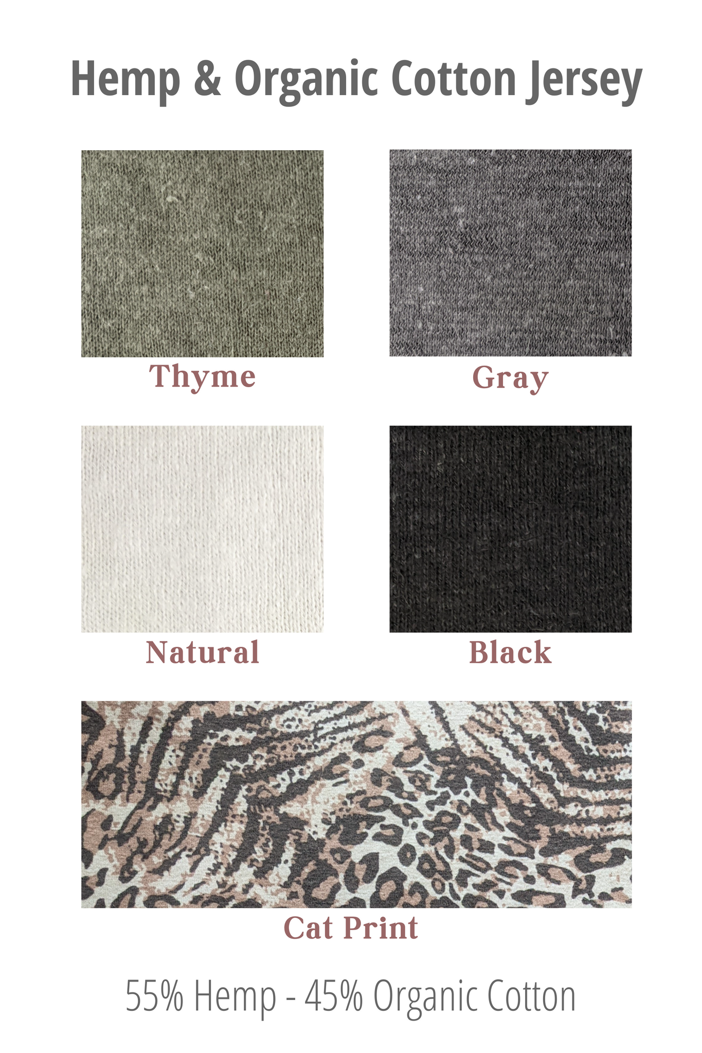 Hemp & Organic Cotton Jersey Color Samples